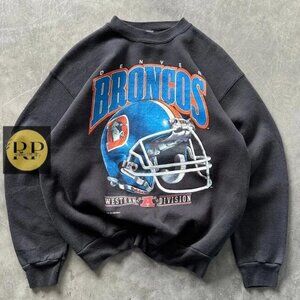 Denver Broncos NFL logo graphic black color Sweatshirt men women 1996